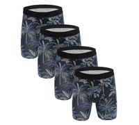 ZLYC Men's Long Leg Cotton Boxer Shorts Underwear 3/4 Pack, Palm Tree Navy, L