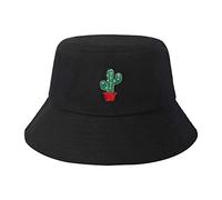 ZLYC Unisex Fashion Embroidered Fishing Hats Summer Hat Outdoor Hat for Teenagers, Cactus Black, One Size