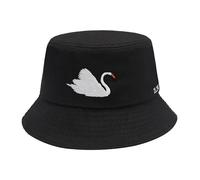 ZLYC Unisex Fashion Embroidered Fishing Hats Summer Outdoor Hat for Teenagers(Swan Black),One Size
