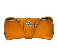 ZLYC Unisex Handmade Leather Collection Hard Eyeglass Case (Yellow B),One Size