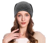 ZLYC Women Cashmere Blend Slouchy Beanie Hat Seamless Knit Winter Skull Cap(Solid Melange Grey),One Size