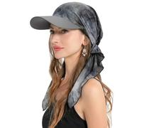 ZLYC Women Chemo Headwear Brim Lightweight Beanie Hat Pre Tied Head Scarf(Tie Dyed Gray),One Size