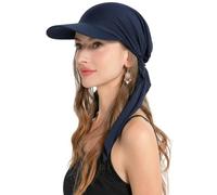 ZLYC Women Chemo Headwear Brim Visor Head Scarf Pre Tied Headwraps | Summer Skull Hat Wide Brim Baseball Beanie Hats，Lightweight and Breathable