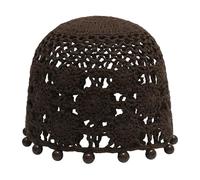 ZLYC Women Cotton Crochet Skull Cap Handmade Knit Cutout Floral Beanie Hat(Bead Coffee),One Size
