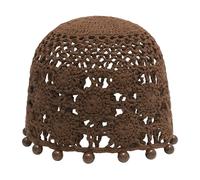 ZLYC Women Cotton Crochet Skull Cap Handmade Knit Cutout Floral Beanie Hat(Bead Shiny Brown),One Size
