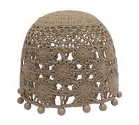 ZLYC Women Cotton Crochet Skull Cap Handmade Knit Cutout Floral Beanie Hat(Bead Tan),One Size