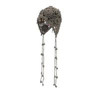 ZLYC Women Crochet Slouchy Beanie Hat with Tassel Textured Chunky Knit Skull Cap(Beads Dark Neutral Green),One Size