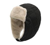 ZLYC Women Fleece Lined Winter Hat Windproof Synthetic Down Earflap Beanie Snow Cap(Solid Black),One Size