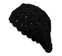 ZLYC Women Knit Beret Handmade Crochet Cutout Hat Lightweight Slouchy Autumn Hat(Black),One Size