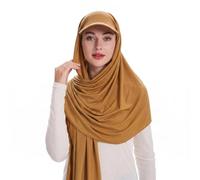 ZLYC Women Muslim Hijab Scarf with Visor Ready to Wear Undercap Baseball Headwrap(Solid Yellow),One Size