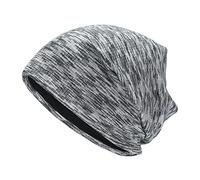 ZLYC Women Slouchy Jersey Beanie Summer Knit Hat Thin Stretch Skull Caps(Patterned Gray)