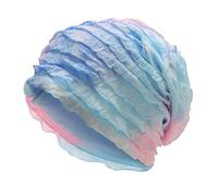 ZLYC Women Slouchy Jersey Beanie Summer Knit Hat Thin Stretch Skull Caps(Ruffle Tie Dyed Blue),One Size