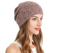 ZLYC Women Summer Crochet Slouchy Beanie Soft Lightweight Skull Cap Cutout Stretch Knit Hat(Solid Purple)