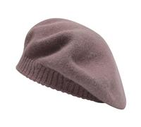 ZLYC Women Winter Berets Hat French Cashmere Warm Artist Classic Print Hat(Plain Coffee)