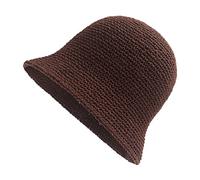 ZLYC Women Winter Crochet Bucket Hat Handmade Cotton Knit Cloche Bowler Hats(Solid Coffee)