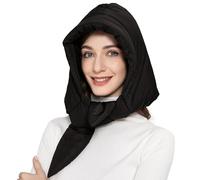ZLYC Women Winter Down Hat Windproof Hooded Scarf Soft Warm Balaclava Skull Cap Beanie Hat(Solid Black)