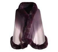 ZLYC Women Winter Faux Fur Shawl Stole Warm Wrap Cape(Dip Dye Purple)