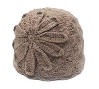 ZLYC Women Winter Knit Beanie Hat Soft Crochet Skullies Beanies with Flower Accent(Solid Khaki)