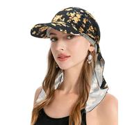 ZLYC Women's Chemo Headwear Brim Visor Hat Beanie Hat, Yellow Flowers Black, One Size