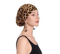 ZLYC Women's Chemo Turban Hat Head Scarf Headwraps African Beanie Hat, Leopard Brown, One Size