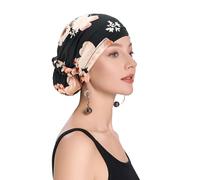 ZLYC Women's Chemo Turban Hat Head Scarf Headwraps African Beanie Hat, Yellow Rose Black, One Size