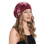 ZLYC Women's Chemo Turban Hat Headscarf Headwraps Flower Beanie Knitted Hats, Burgundy, One Size