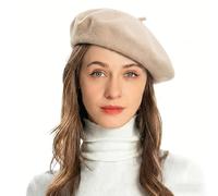 ZLYC Women's Classic French Artist Beret Beret, Beige, One Size