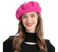 ZLYC Women's Classic French Artist Beret Beret, Bright Pink, One Size