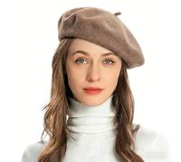 ZLYC Women's Classic French Artist Beret Beret, Coffee, One Size