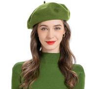 ZLYC Women's Classic French Artist Beret Beret, Light Green, One Size