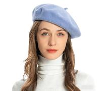 ZLYC Women's Classic French Artist Beret Beret, Sky Blue, One Size