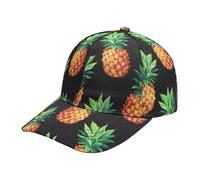 ZLYC Womens Fashion Floral Print Baseball Cap Adjustable Strapback Sun Hat(Pineapple Black),One Size