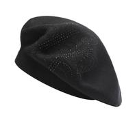 ZLYC Womens Reversible Cashmere Beret Hat Double Layers French Beret(Solid Black),One Size