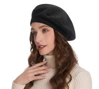 ZLYC Womens Reversible Cashmere Beret Hat Double Layers French Beret(Solid Black),One Size