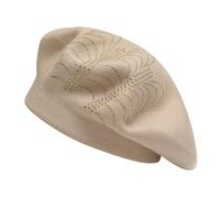 ZLYC Womens Reversible Cashmere Beret Hat Double Layers French Beret(Solid Tan),One Size