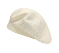 ZLYC Womens Reversible Cashmere Beret Hat Double Layers French Beret(Solid White),One Size