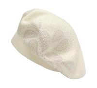 ZLYC Womens Revible Cashmere Beret Hat Double Lay French Beret(Paisley White)