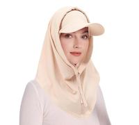 ZLYC Women's Summer Balaclava Hood Hat with Detachable Cap Lightweight Skull Beanie(Solid Beige),