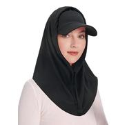 ZLYC Women's Summer Balaclava Hood Hat with Detachable Cap Lightweight Skull Beanie(Solid Black),