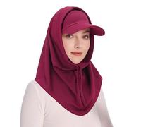 ZLYC Women's Summer Balaclava Hood Hat with Detachable Cap Lightweight Skull Beanie(Solid Burgundy),