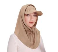 ZLYC Women's Summer Balaclava Hood Hat with Detachable Cap Lightweight Skull Beanie(Solid Khaki),