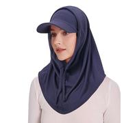 ZLYC Women's Summer Balaclava Hood Hat with Detachable Cap Lightweight Skull Beanie(Solid Navy),