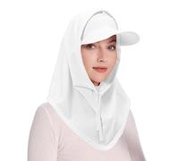 ZLYC Women's Summer Balaclava Hood Hat with Detachable Cap Lightweight Skull Beanie(Solid White),One Size