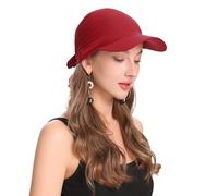 ZLYC Women's Summer Chemo Headwear Brim Visor Hat Beanie Hat, Plain Burgundy, One Size