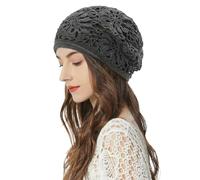 ZLYC Women's Summer Knitted Hats Handmade Crochet Slouch Beanie Hat, Knitting Grey, One Size Fits All