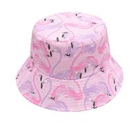 ZLYC Womens Tribal Geometric Graffiti Print Canvas Bucket Hat Fishmen Cap(Flamingo Pink)