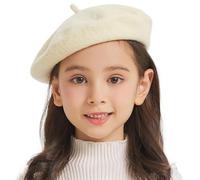 ZLYC Wool Kids Beret Hat Girls Solid Color Artist French Beret Cap(Beige)