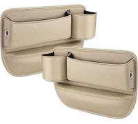 ZLYFCL 2Pcs Car Seat Side Pocket Organizer for Cadillac CT5 2020 2021 2022 2023 2024 2025, Gap Filler Organiser Small Items Accessories,Beige