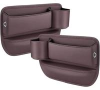 ZLYFCL 2Pcs Car Seat Side Pocket Organizer for Porsche Cayenne E-Hybrid 2018-2022 2023 2024 2025, Gap Filler Organiser Small Items Accessories,Brown