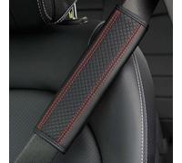 2Pcs Leather Car Seat Belt Pads for Seat Leon Ibiza Altea MG 3 ZR, Soft Comfort Non-slip Breathable Car Seat Belt Shoulder Protector Cover Case,C-Black-Red